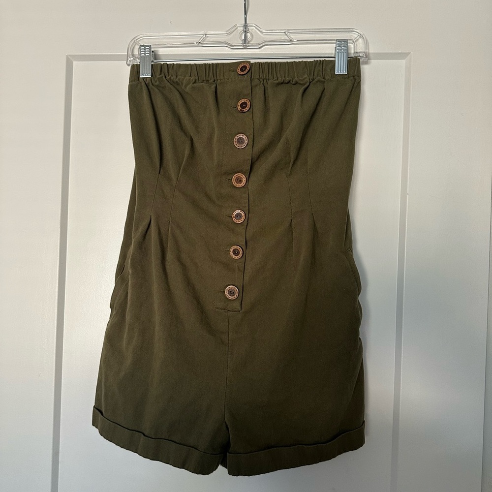 Forever 21 Olive Romper with Button Detail and Pockets